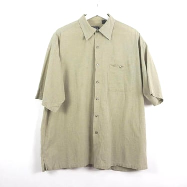 vintage BOXY cotton subtle PLAID skater oversize flat bottom grunge layering oxford short sleeve shirt -- size X.L. 