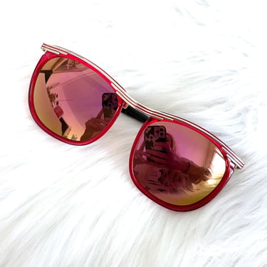 Vintage 80s Red and Gold Pink Tinted Sunglasses 