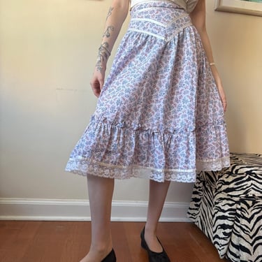 1970s Gunne Sax Floral Skirt size XXS 