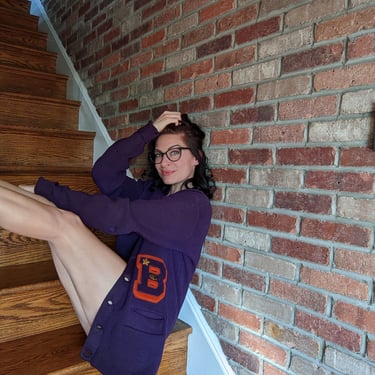 Vintage 1940's 1950's Football Letter Cardigan Yost Name Label 