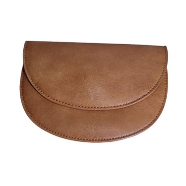 Street Level Single Flap Petite Bag Clutch Purse Handbag Brown Faux Leather M32 