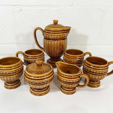 Vintage Coffee Pot Set Mug 1960s Sugar Bowl Creamer Harvest Gold Teapot Royal Sealy Japan 