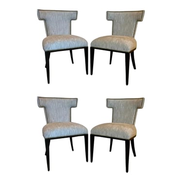 Caracole Couture Modern Gray Velvet Uptown Dining Chairs Set of 4