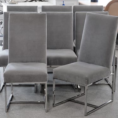 Set of 8 Mitchell Gold + Bob Williams Velvet Dining Room Chairs