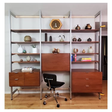 (AVAILABLE) Early George Nelson CSS 3 Bay Wall System for Herman Miller