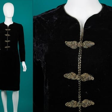 Vintage 1980s/90s Black Velvet Liz Claiborne Dress Size S 