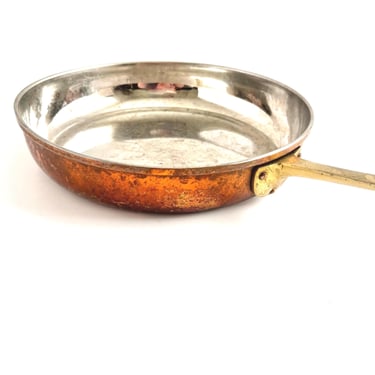 VINTAGE COPPER SKILLET, Odi Copper Cookware, Brass Handle, Tin Lined,  10