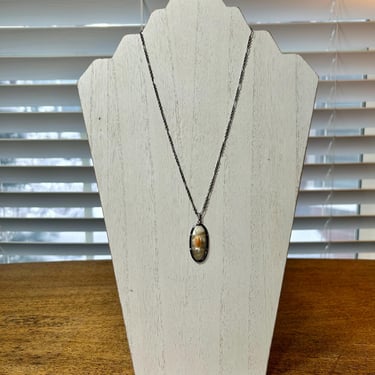 Vintage Sterling Silver Blister Pearl Pendant with Necklace 