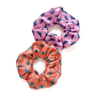 Cicada Satin Scrunchie - Beetle / Bug / Colorful / Silk / Hair / Sleep / Accessory / Gift 