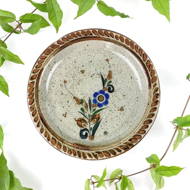 Vintage Handmade Tonala Pottery Plates | Floral Motif | Mexican Pottery 