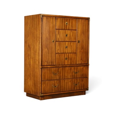 Drexel Accolade Vintage Mid Century Campaign Style Gentlemen’s Highboy Dresser c. 1960s 
