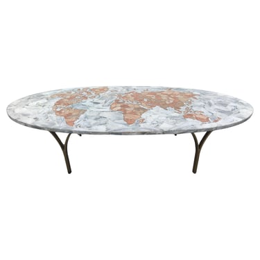 Italian 1950s Onyx & Marble Global World Map Coffee Table Mid-Century Modern