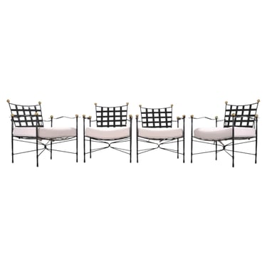 Set of Four Mario Papperzini Amalfi Iron Lounge Garden Chairs