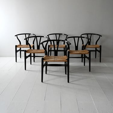 Set of 6 Hans Wegner CH24 Wishbone Chairs, 1950s Danish Vintage by Carl Hansen & Søn 