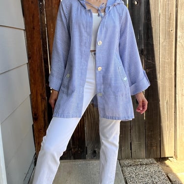 Jones New York Pinstripe Linen Jacket, Size XL 