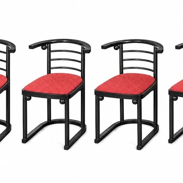 Set of Four Josef Hoffmann Fledermaus Style Chairs. Austria, 20th Century.