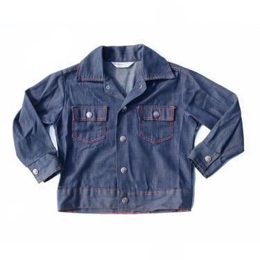 Vintage 70's KIDS Patched Jean Jacket Sz S 