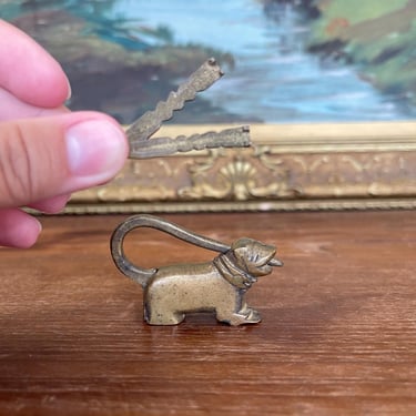 Free shipping within continental US - Antique Likely Brass Figural Dog Puzzle Lock with Original Keys, Early 20th Century 