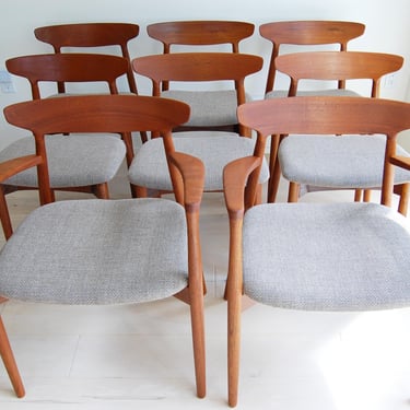 Set of 8 Danish Modern Harry Ostergaard Teak Dining Chairs Model 59 A/S Randers Mobelfabrik 