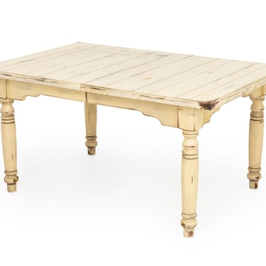 Provincial Distressed White Painted Pine Dining Table