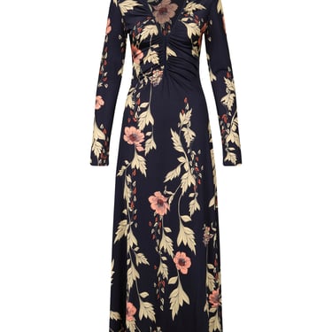 Alma Bordada Ankle Dress - Navy / Ecru