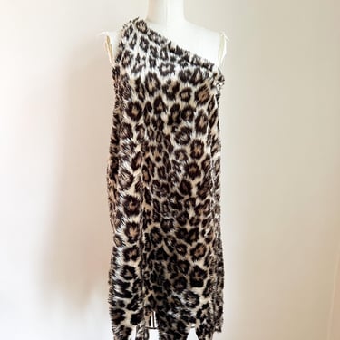 Vintage 1980s Cave Woman Leopard Faux Fur Costume Dress / one size fits many 