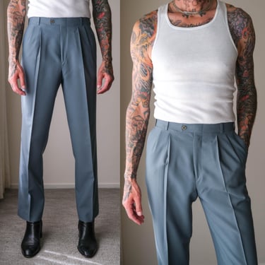 Vintage 80s PIERRE CARDIN Jade Green Double Pleated Lightweight Slacks | Size 31x33 | 1980s French Designer Mens Old Money Dress Pants 