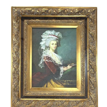 Antique Marie Antoinette Portrait Oil Painting After Vigée Le Brun Louis XVI Gilt Frame 26