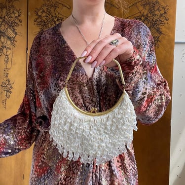 1960s Purse 3D Beaded Dangle Embellished Cocktail Clutch Bag 