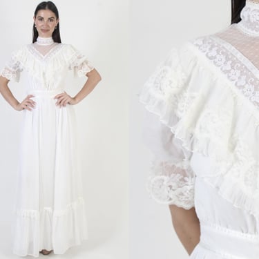 Gunne Sax Bridal Dress, White Jessica McClintock, Bohemian Wedding Gown, Size 11 