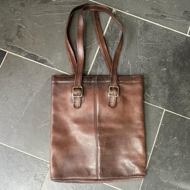 Vintage 1970's Rare COACH Facile Brown Leather Pre Creed Metal Tag Shoulder Bag 