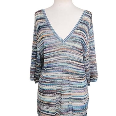 Missoni Vintage Y2K Tunic Sweater Top NWT Women L Rayon Zigzag Knit Multicolor 