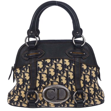 Christian Dior Navy Beige Vintage Traveler Trotter Handbag