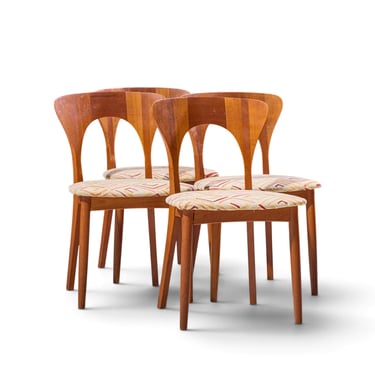 Niels Koefoed Hornslet Mid Century Danish Teak Peter Dining Chairs - Set of 4 - mcm 