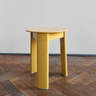 Vintage Olaf von Bohr Gedy Mustard Yellow Plastic Trio Side Table Mid Century Modern Italian Thermoplastic Resin Stool Planter Atomic Era 