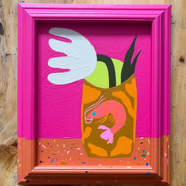 Shrimp Vase  // Original Painting // 11x13 //Acrylic 