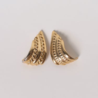 Vintage Gold Tone Braided Swoop Earrings