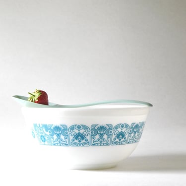 Pyrex Mixing Bowl HORIZON Blue/ Turquoise on White. Nesting #403 - 1960s 