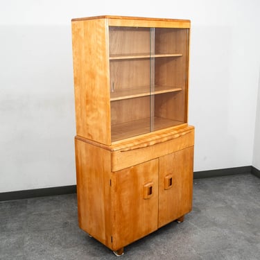 Mid Century Modern Credenza Display China Cabinet Heywood Wakefield Champagne