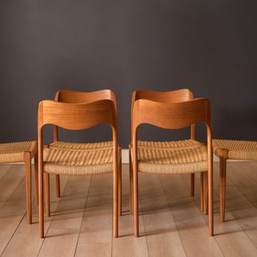 Set of Six Danish Modern Teak and Paper Cord Niels O. Moller Dining Chairs 71 