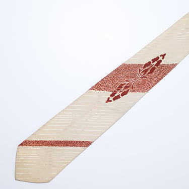 Vintage 1950s Beige and Brown Necktie 