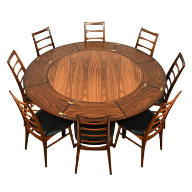 The Lotus ‘Flip-Flap’ Danish Rosewood Expanding Dining Table by Dyrlund