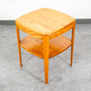 Mid Century Modern Side Table Heywood Wakefield Blonde Wood Birch Square Shelf