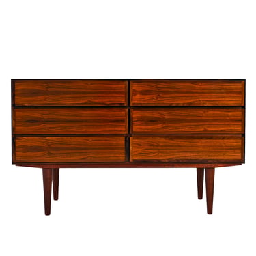 Hallway Chest | 6-Drawer Compact Dresser in Danish Modern Rosewood.