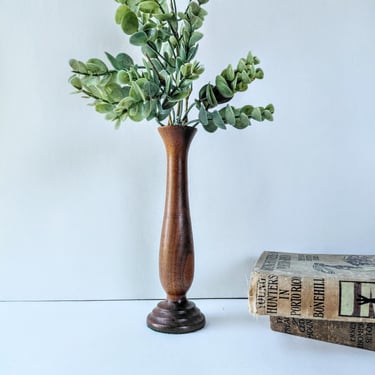 Vintage Wood Single Stem Bud Vase/ Weed Pot/ 1970s Bohemian Country Cottage Core Decor 