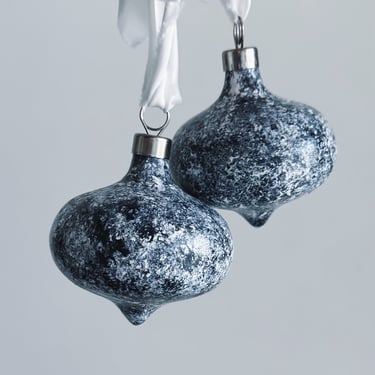 Dark Blue Abstract Retro Ceramic Ornament