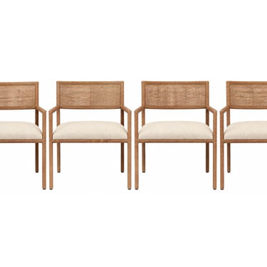 Set of Four Cane Wrapped Arm Chairs