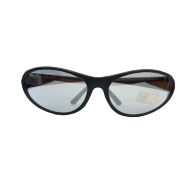 Vintage Y2K Black Reflective Lense Wraparound Sunglasses 