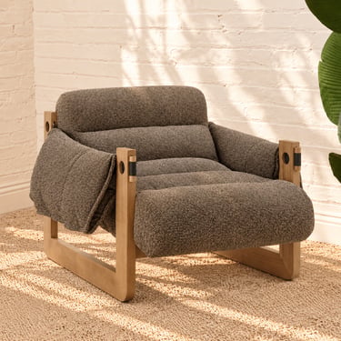 Morgan Textured Sling Lounge Chair in Mocha