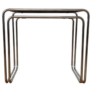 Rare Bauhaus chrome Nesting Tables B9, Marcel Breuer-Thonet License Mucke Melder 